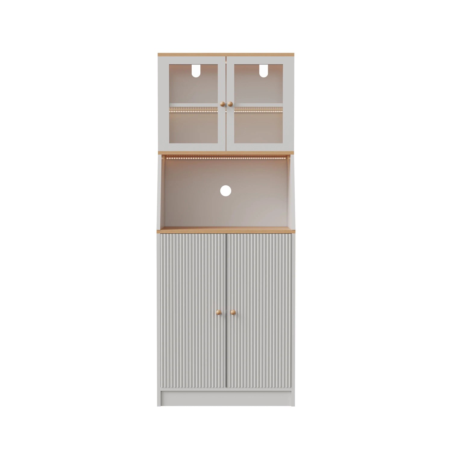 PXloue Buffet Hochschrank Sideboard mit 4 Türen LED-Küchenschrank für Wohnz günstig online kaufen