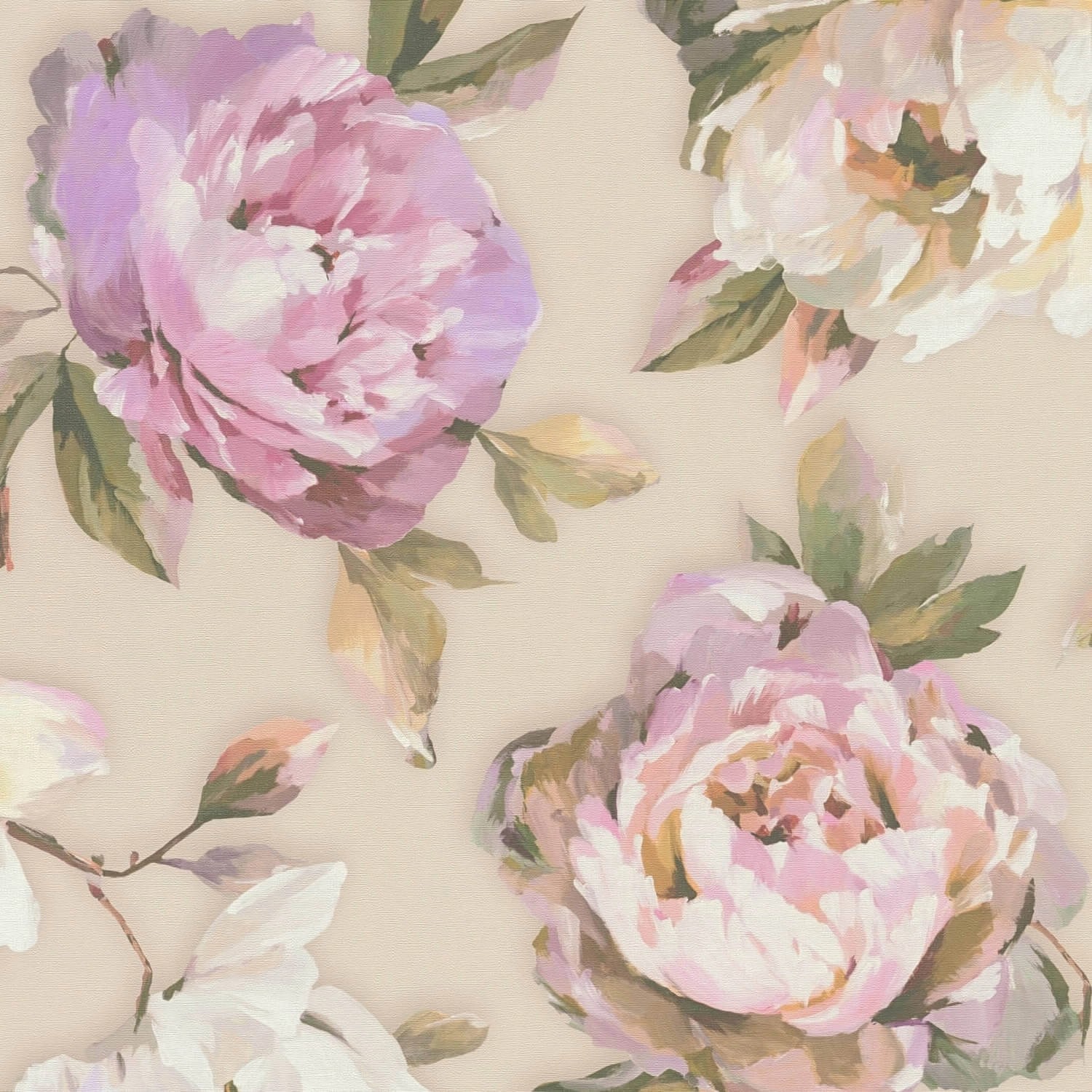 PROFHOME 396081-GU Blumen Tapete Floral Matt Violett Pink Grün Beige 0,53 m günstig online kaufen