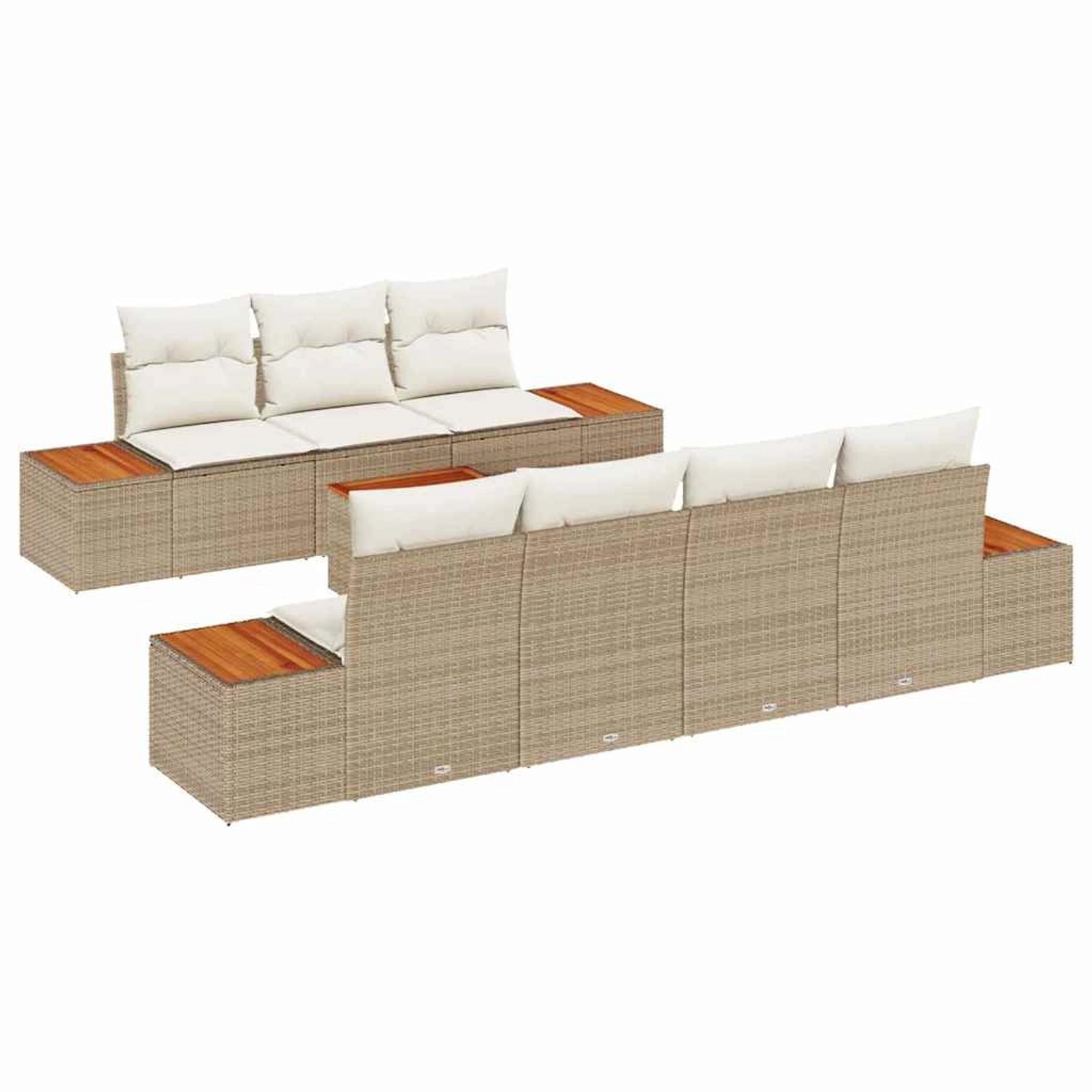 vidaXL Garten-Sofa-Set mit Kissen mit Speicher 8-Tlg Beige Poly Rattan 3356 günstig online kaufen