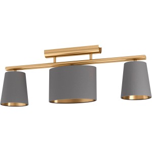 Eglo Deckenleuchte Almeida 2, 3-flammig, Messing/Cappuccino, Stoffschirm. Moderne Deckenlampe für Wohnräume.