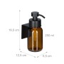 Relaxdays Wandseifenspender 2er Set Glas Edelstahl Schwarz Braun Selbstklebend Bohrfrei 16,5 cm x 6,5 cm x 12,5 cm 0,3 kg_4