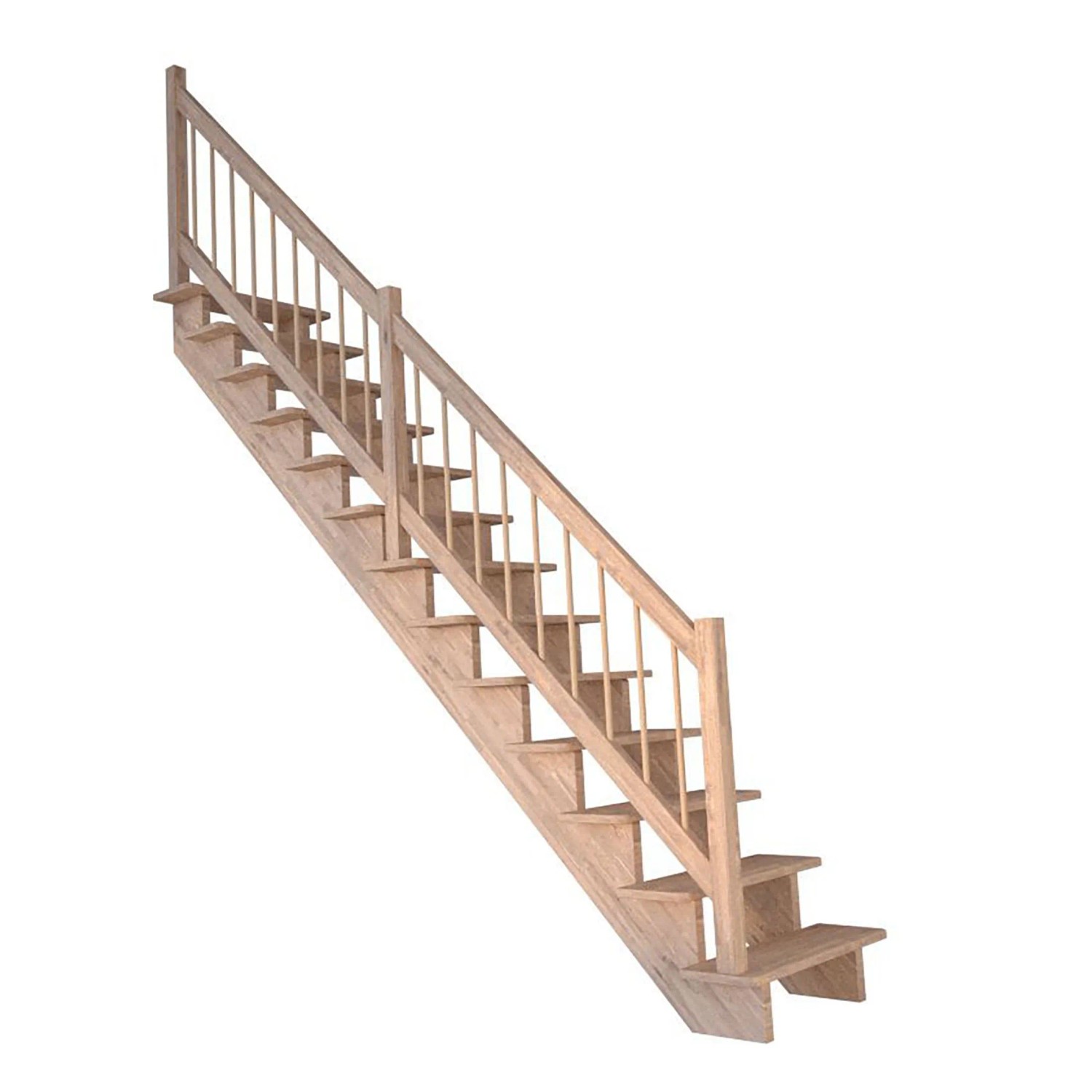 Treppe Lindos Pro Eiche Gerade 100 cm Holz-Design-Geländer FSC® günstig online kaufen