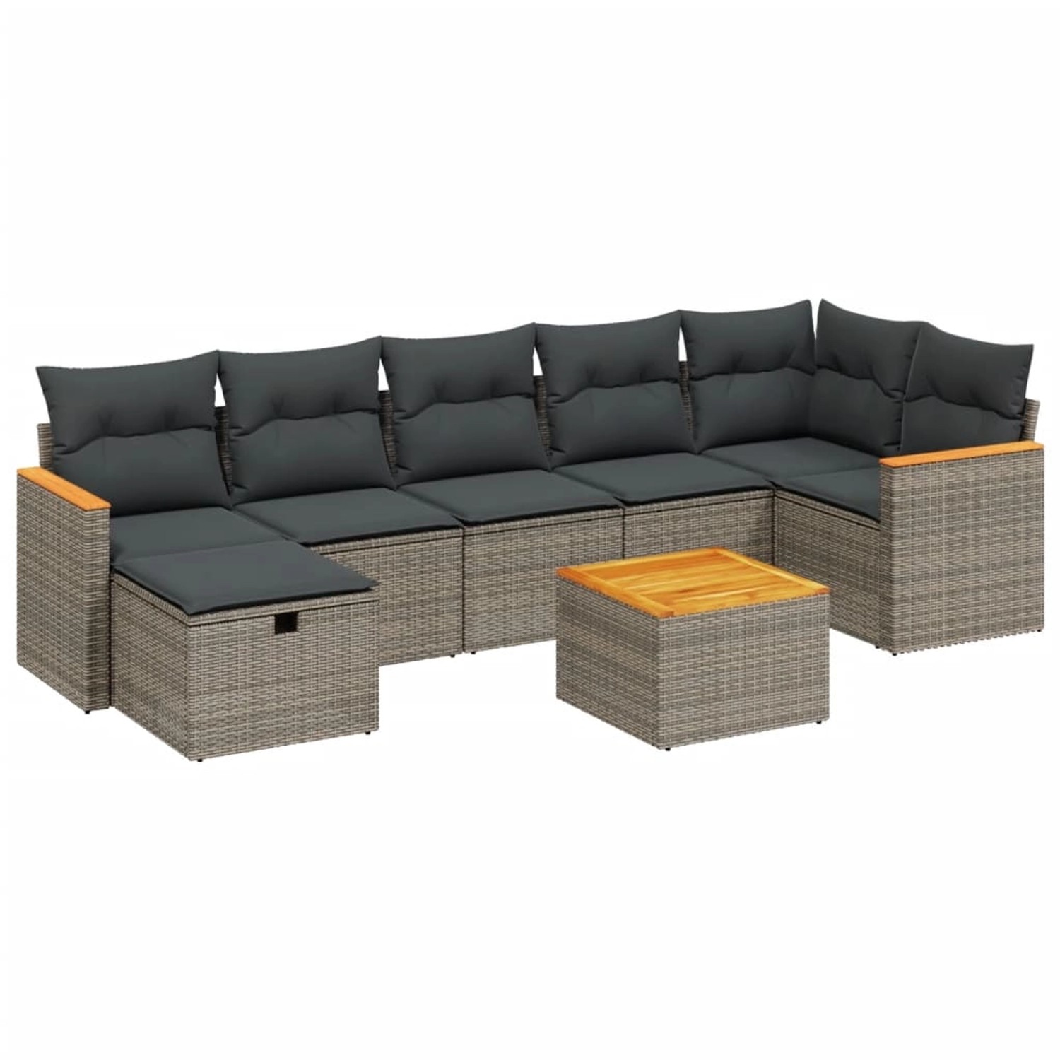 vidaXL 8-Tlg Garten-Sofagarnitur mit Kissen Grau Poly Rattan 3265323 günstig online kaufen