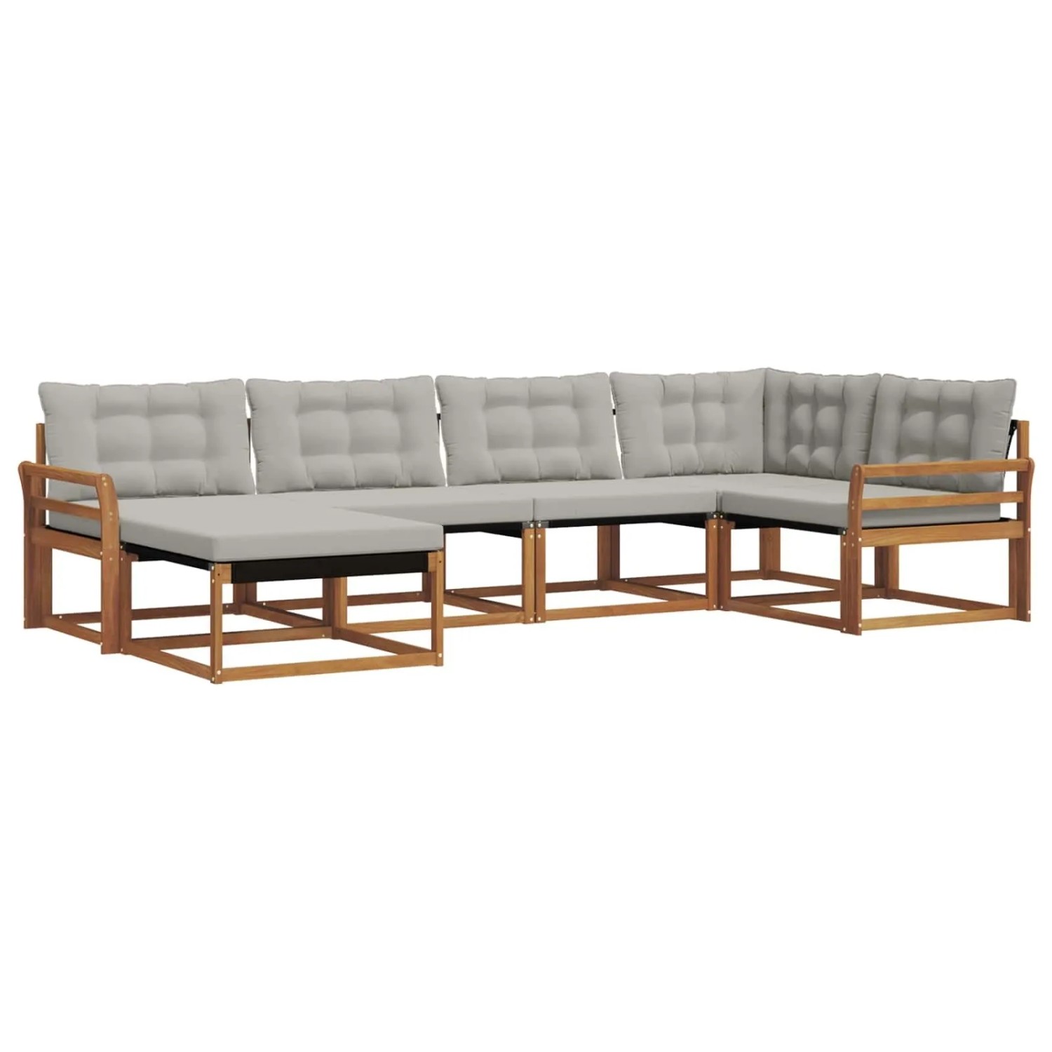 vidaXL Outdoor-Sofagarnitur mit Kissen 6-Tlg Natur und Hellgrau 3369626
