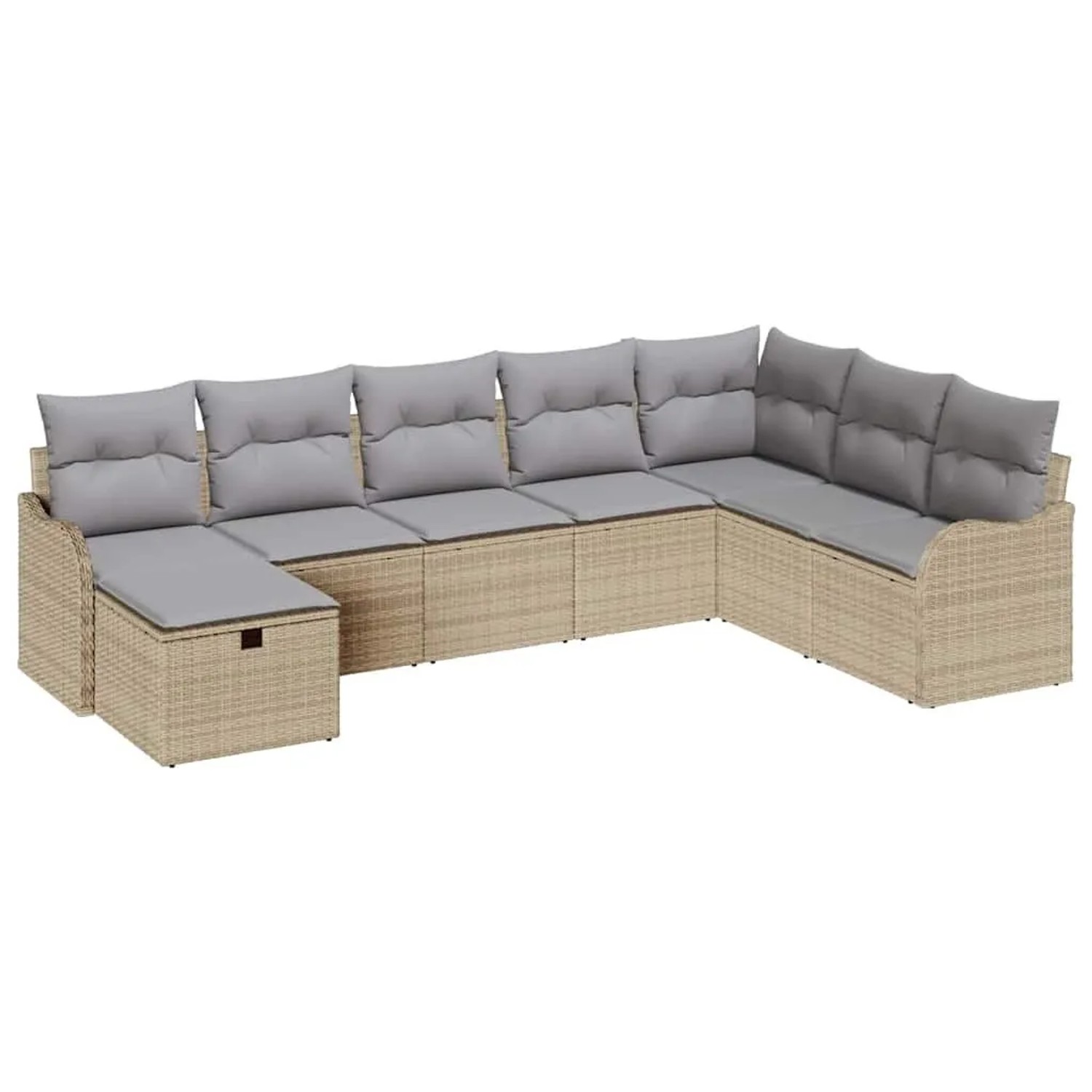 vidaXL Sofa Set mit Kissen mit Speicher Beige und Hellgrau Poly-Rattan 3359 günstig online kaufen