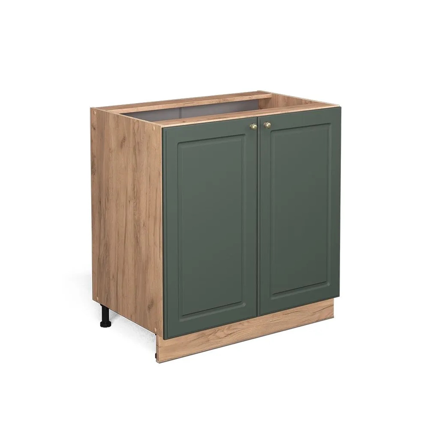 Vicco Küchenunterschrank Fame-Line Grün-Gold Landhaus 80 x 82 mit Regal ohne Arbeitsplatte Opt2