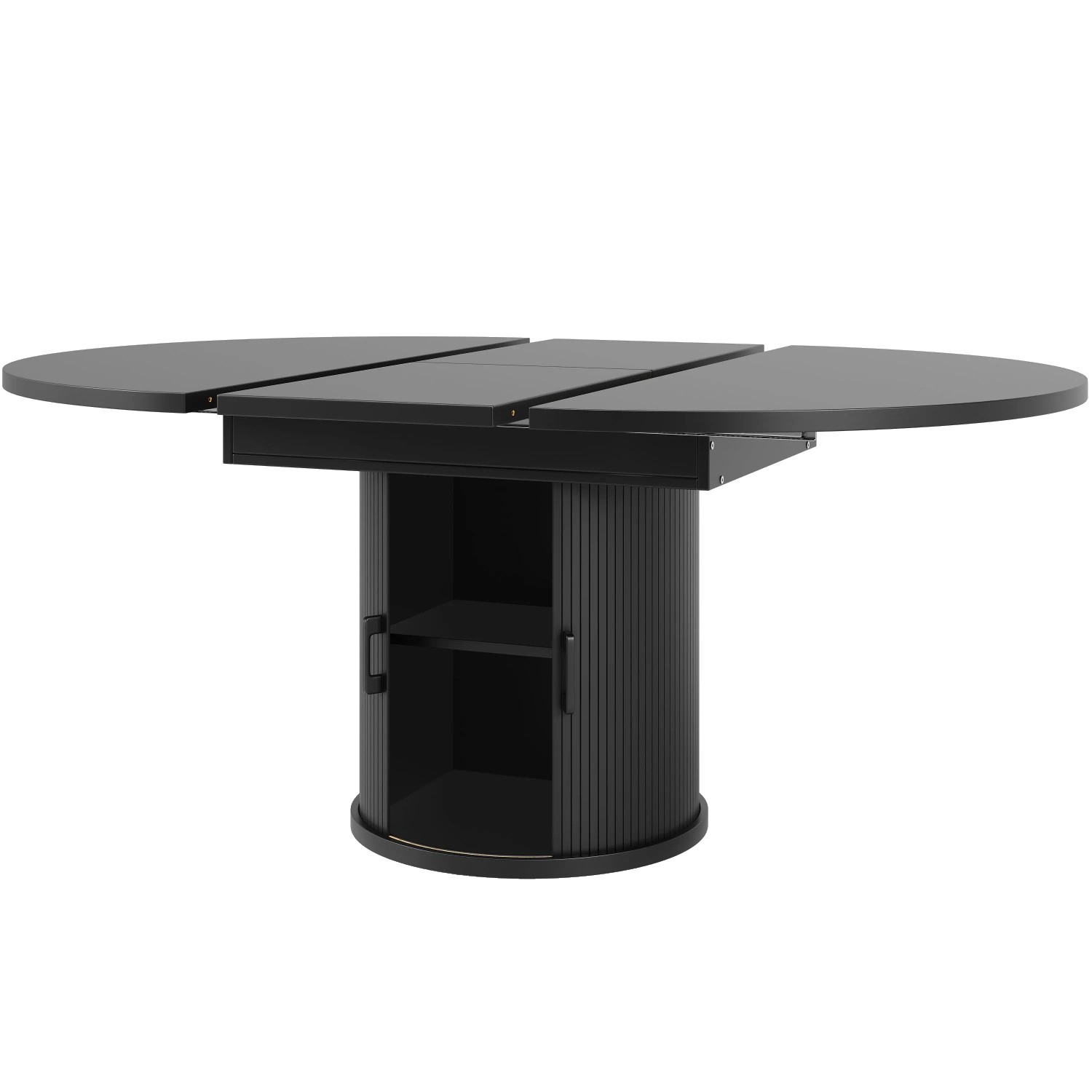 Merax Esstisch 118x158 cm Walnuss Schwarz Rund Ausziehbar Oval 6 Personen