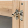 Detailaufnahme: Verschluss am Trixie Kleintierstall aus Holz für Meerschweinchen.