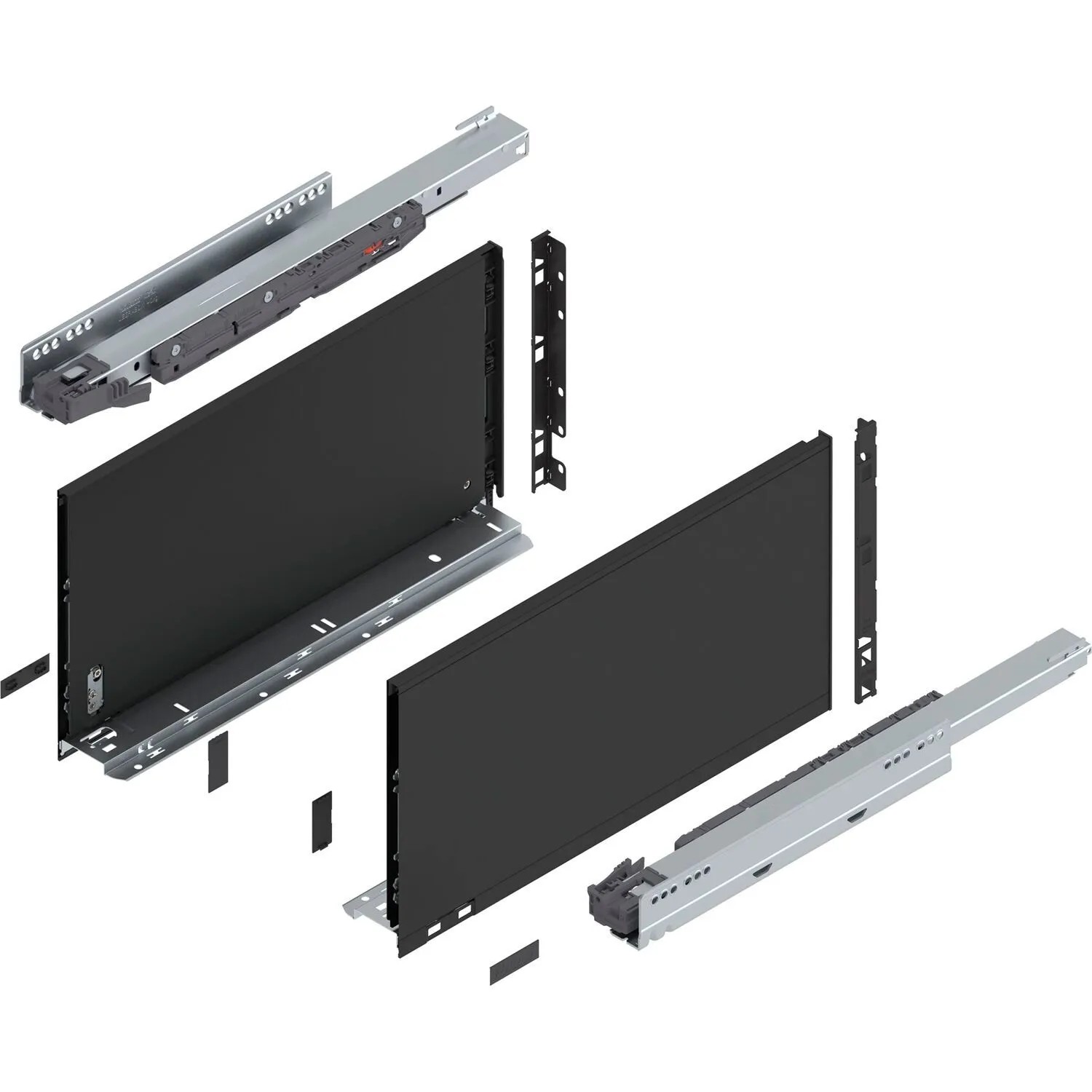 Blum Legrabox Pure Set Höhe F Tip-On Vollauszug 450 mm 40 kg Carbonschwarz 1 Paar