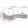 vidaXL Garten-Sofa-Set, 6-teilig, schwarz, Poly Rattan, mit Maßangaben.