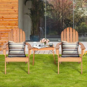 Costway Adirondack Stuhl Akazienholz Gartensessel Natur