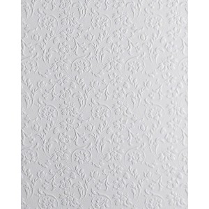Weißes, selbstklebendes Wandpaneel mit floralem Barock-Muster aus Leder.