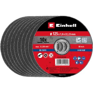 Einhell Trennscheiben-Set, 10 Stück, 115x1,1mm, für Winkelschleifer, zum Trennen von Metall.