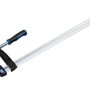 LUX Schraubzwinge Temperguss 400x80 mm, Spannwerkzeug mit blau-schwarzem Griff und silberner Schiene.