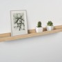 Holz-Bilderleiste Bix, 60 cm, Eiche, mit Deko-Bild und Kakteen auf weißer Wand.