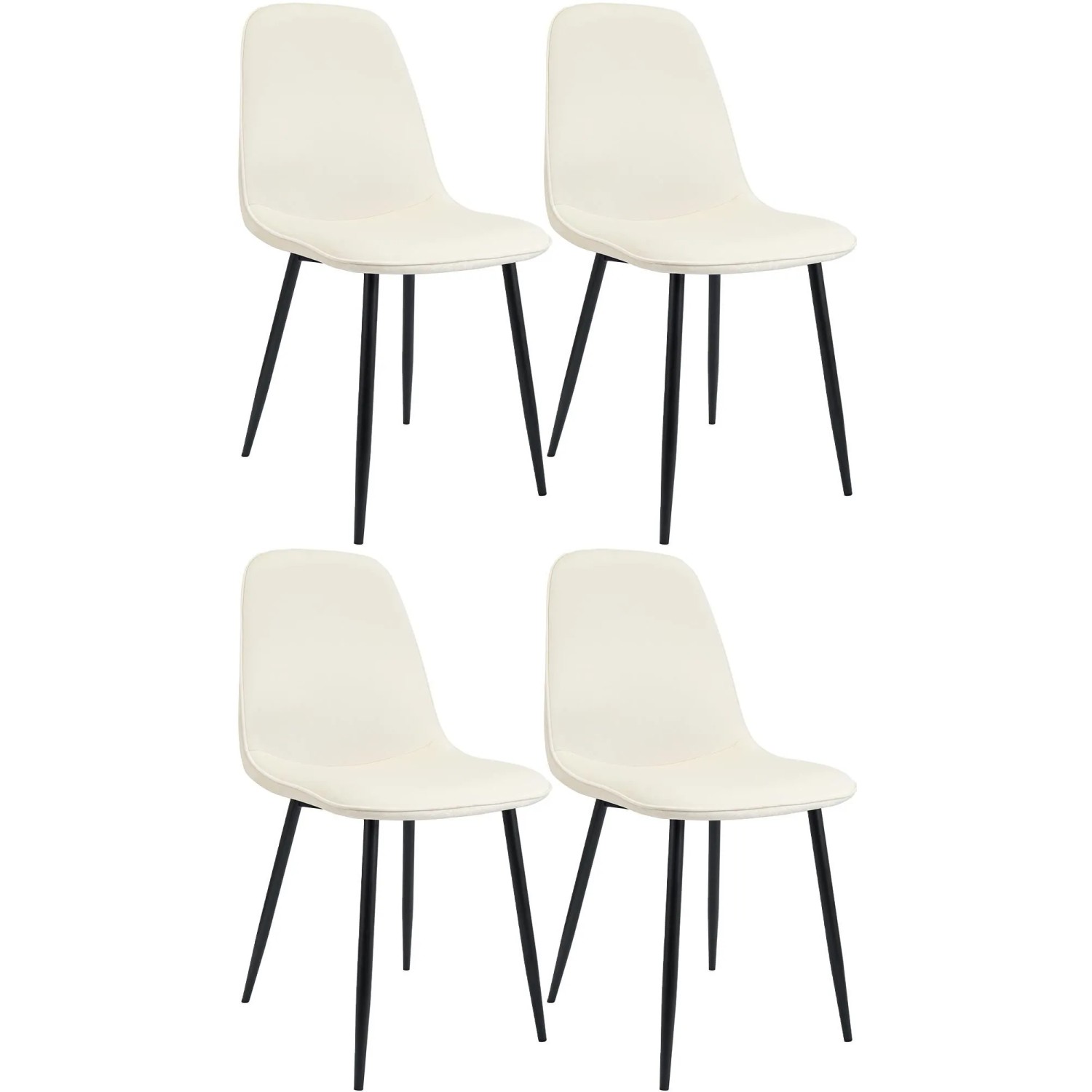 DELUKE 4er Set Esszimmerstuhl RAZON Samt Creme 45x54x88cm Essstühle Esszimmerstühle Küchenstühle Wohnzimmerstühle