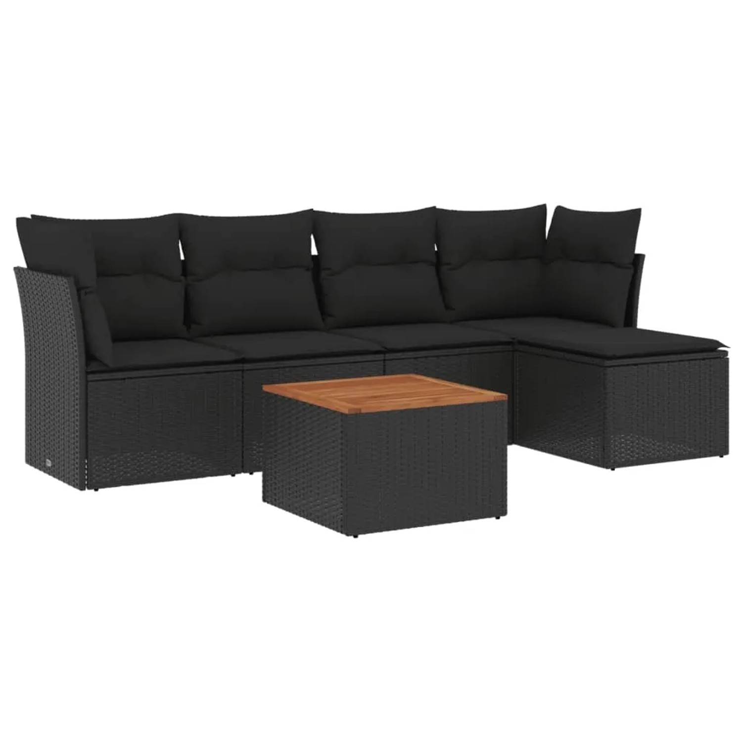 vidaXL 6-Tlg Garten-Sofagarnitur mit Kissen Schwarz Poly Rattan 3255943