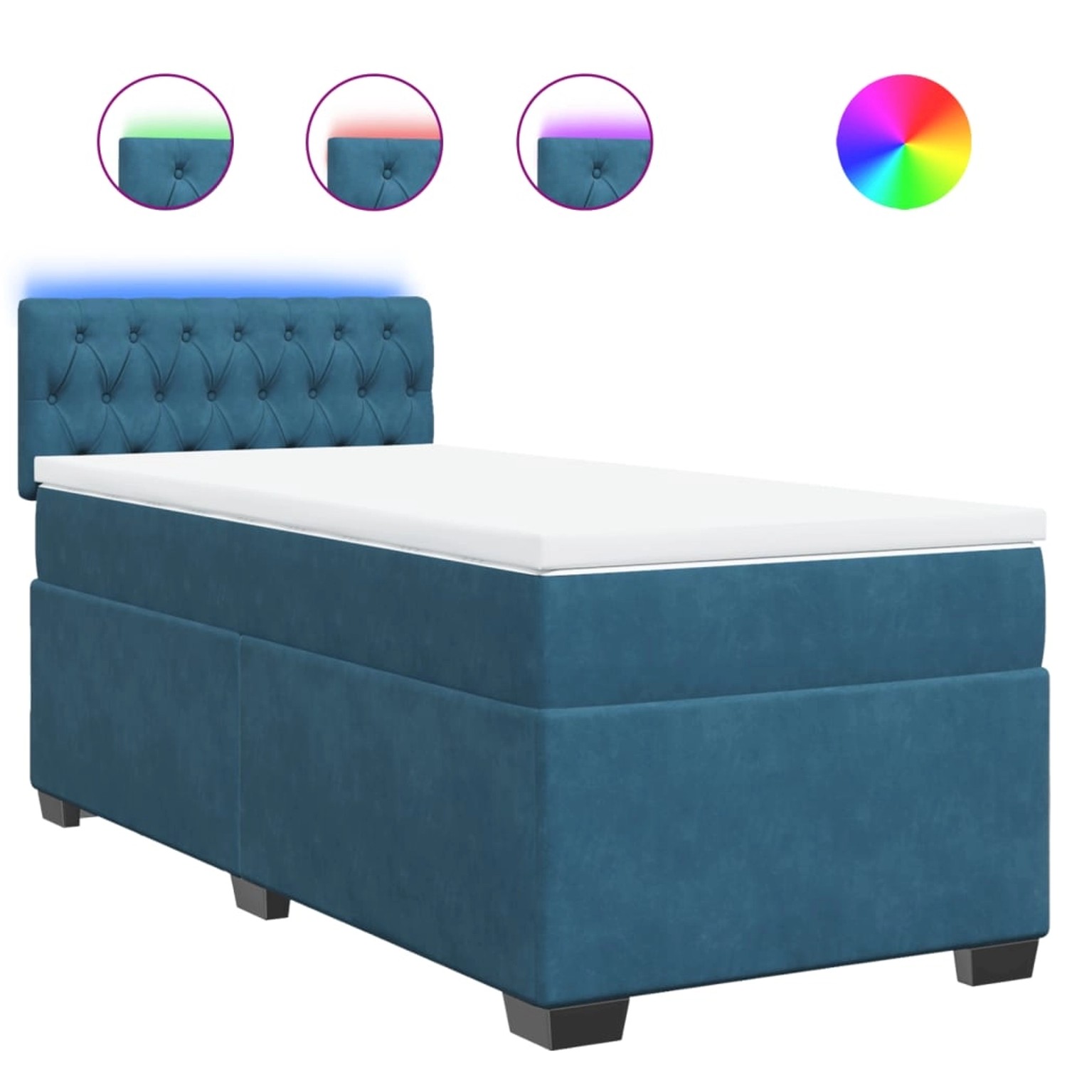 vidaXL Boxspringbett mit Matratze Blau 90x190 cm Samt 3288496 günstig online kaufen