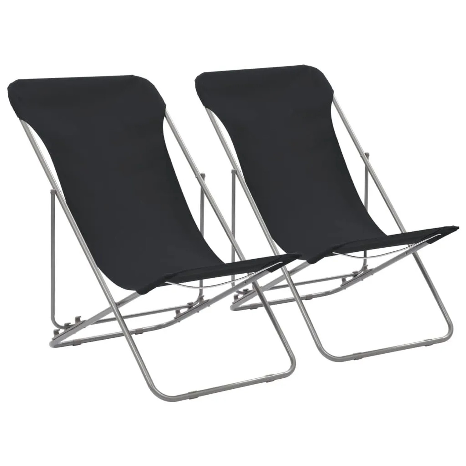 vidaXL Klappbare Strandstühle 2 Stk Stahl und Oxford-Gewebe Schwarz 44359