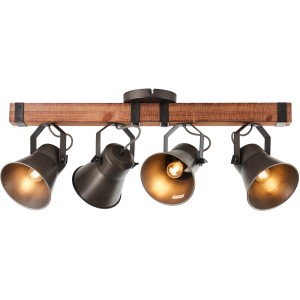 Brilliant Spotbalken Decca, 4-flammig, schwarz/Holz, für flexible Beleuchtung im Innenbereich.