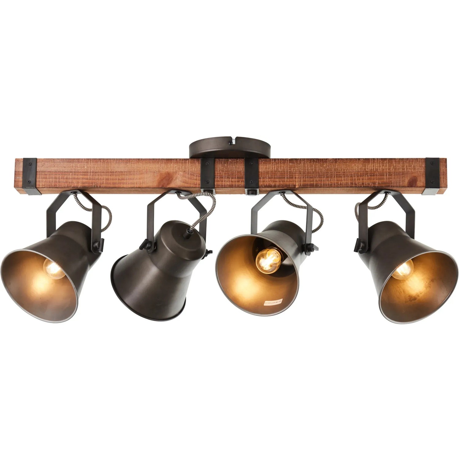 Brilliant Spotbalken Decca, 4-flammig, schwarz/Holz, für flexible Beleuchtung im Innenbereich.