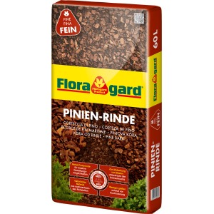 Floragard Pinienrinde Fein, 60 l Sack. Natürlicher Bodenbelag zur Beetabdeckung und Dekoration im Garten.