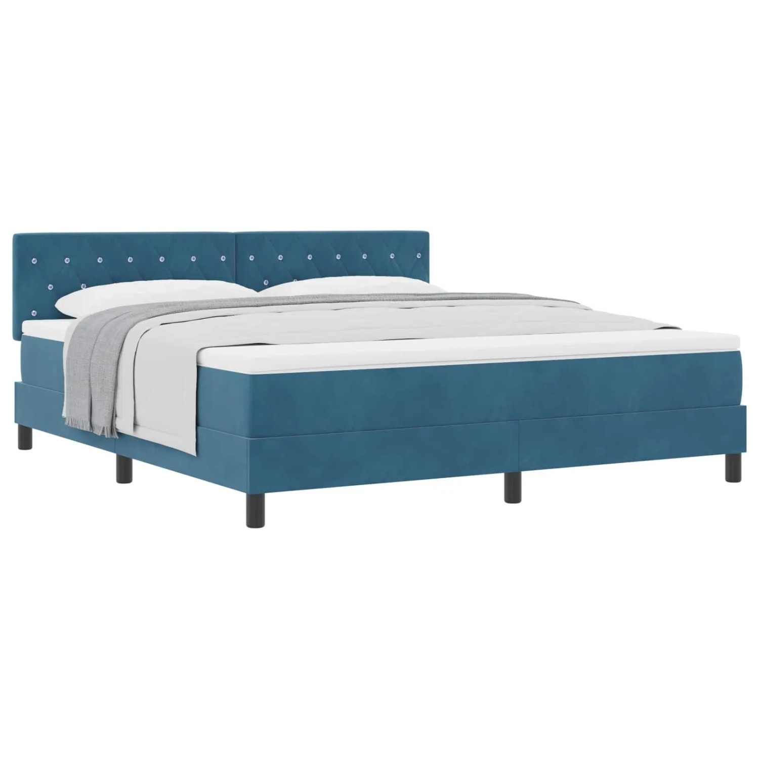 vidaXL Boxspringbett mit Matratze Dunkelblau 180 x 200 cm Samt 3339126