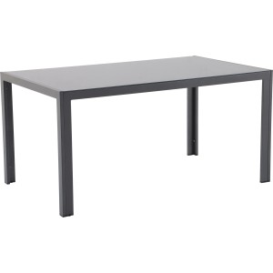 Rechteckiger, anthrazitfarbener Gartentisch Iparia (150x90 cm) aus Aluminium für 6 Personen.