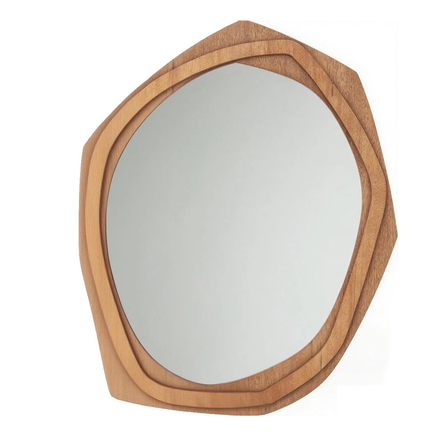 Costway Unregelmäßiger Wandspiegel mit Holzrahmen Natur