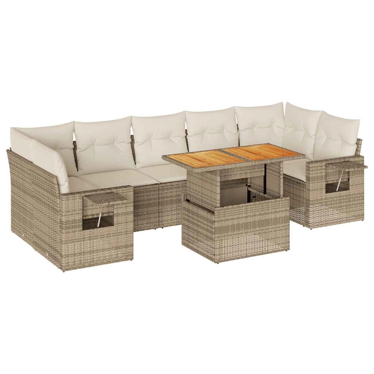 vidaXL 8-Tlg Garten-Sofagarnitur mit Kissen Beige Poly Rattan 3327124 günstig online kaufen