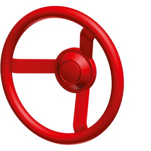 Rotes Winnetoo Basic Lenkrad aus Kunststoff für Gartenspielgeräte.