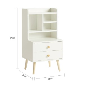 Weißer SoBuy Nachttisch FBT100-W mit 2 Schubladen, Ablagefächern und Holzfüßen.