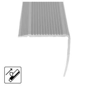 Silbernes, selbstklebendes Treppenkantenprofil in L-Form (30x20x1000 mm) von Karat.