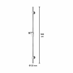 Verchromte baliv Brausestange DST-100.40, 100 cm, mit Brausegleiter zur flexiblen Handbrause-Befestigung.