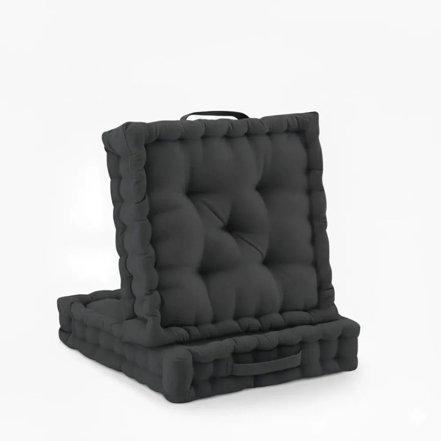Beautissu Mila Stuhlkissen 50x50x10cm Anthrazit 2tlg