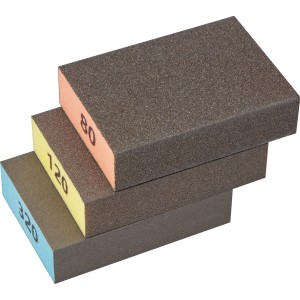 LUX-TOOLS Schleifschwamm Set, 6 Stück mit Körnung 80, 120 und 320 für verschiedene Schleifarbeiten.