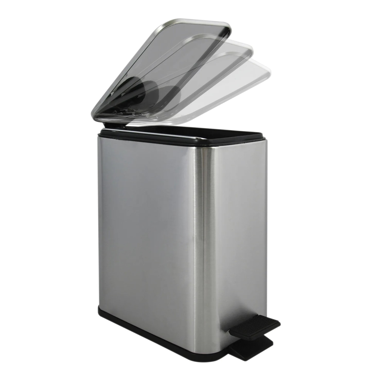 Spirella Kosmetikeimer Erik, 5 l, Chrom, mit Fußpedal und Slow-Close-Deckel.