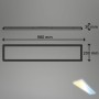 Skizze des Brilo Wifi-LED Panel Tava 36W, Maße: 980x200x30mm, smarte Leuchte mit App-Steuerung.