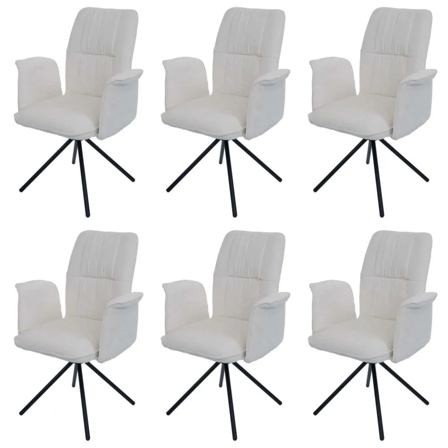 MCW Esszimmerstuhl N99 6er-Set Armlehne Creme