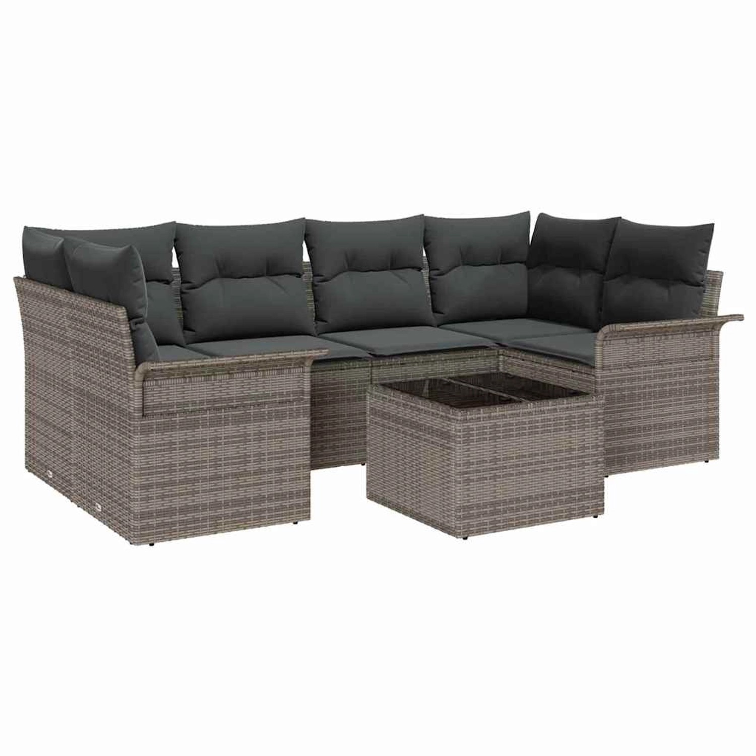 vidaXL Garten-Sofa-Set 7-Tlg Grau Poly Rattan 3345259 günstig online kaufen