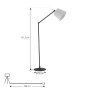 Moderne, schwarze Lucande Stehlampe Caelia mit weißem Stoffschirm für Wohnzimmer.