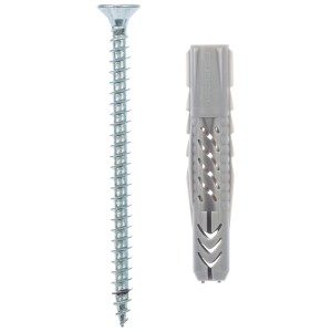 Fischer Universaldübel UX 8 x 50 SK mit Schraube, geeignet für verschiedene Baustoffe.