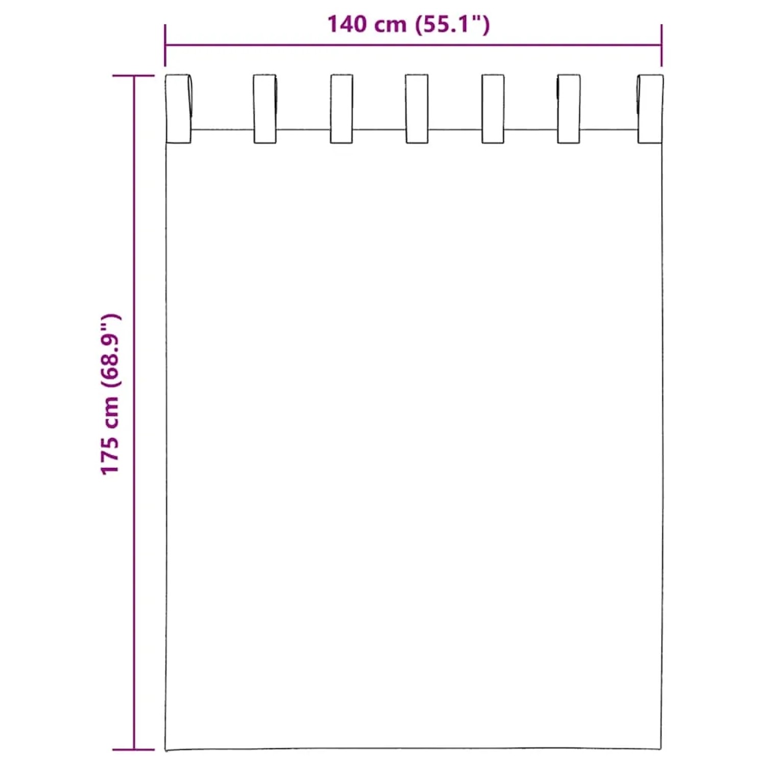 Hellbrauner Voile-Vorhang mit Schlaufen, 140x175 cm. Maße und Design des Fenstervorhangs aus Polyester.