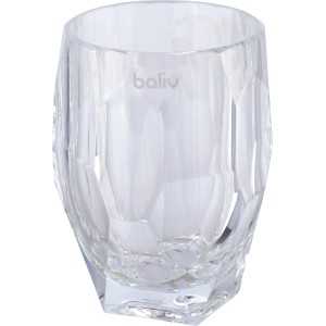 Transparenter Zahnputzbecher von baliv aus Kunststoff mit Facetten-Design.