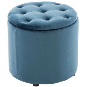 Blauer DELUKE Sitzhocker CUTUN aus Samt, 44x44x42 cm, ideal als Polsterhocker im Wohn- oder Schlafzimmer.