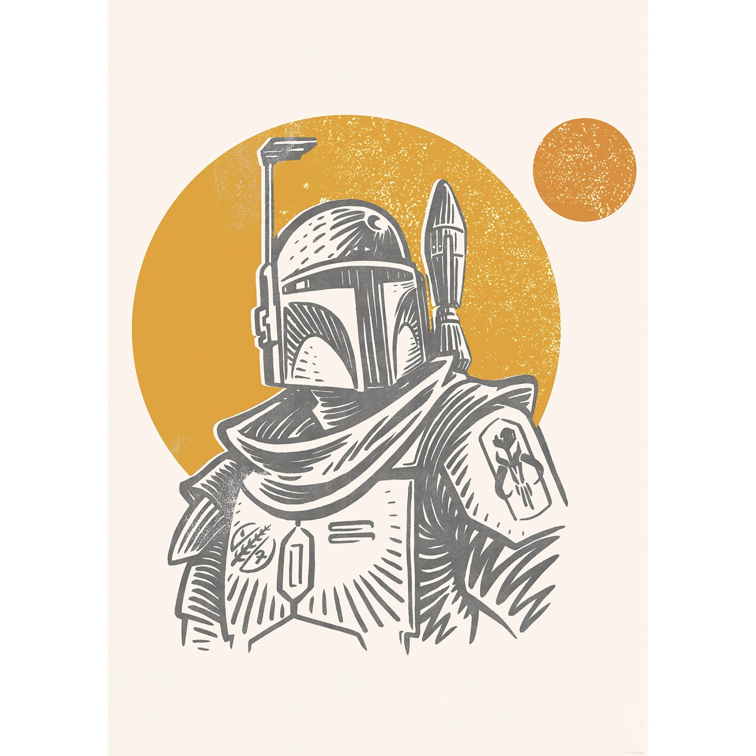 Komar Wandbild Star Wars Boba Fett Illustration Iconic 50 cm x 70 cm Beige günstig online kaufen