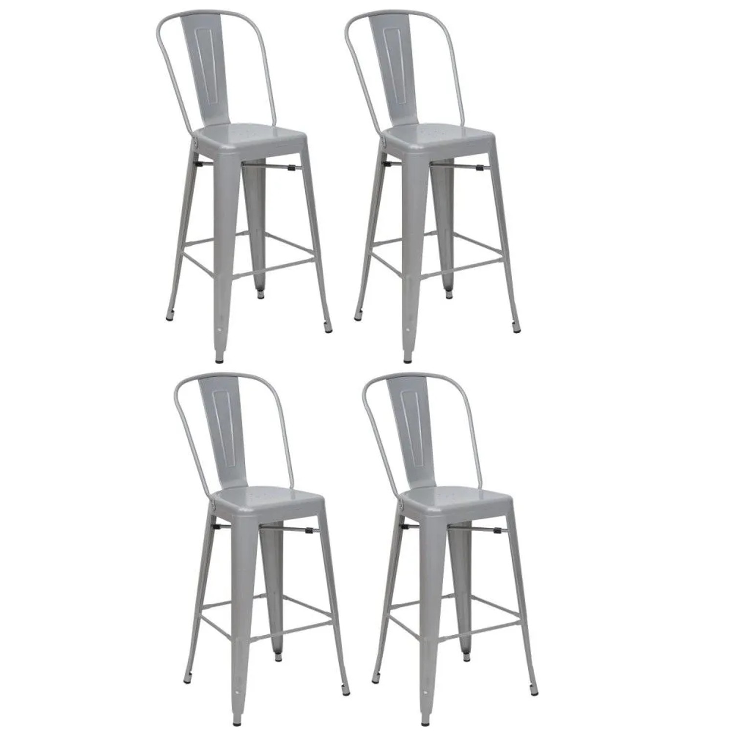 MCW Barhocker A73 Metall 4er Set Grau