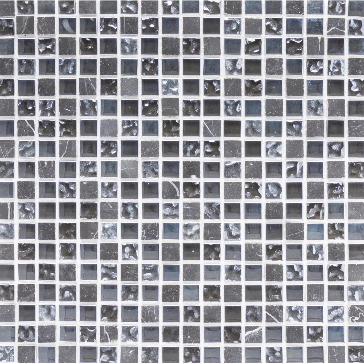 Mosaikmatte Glas & Marmor Schwarz-Perlmutt 30 cm x 30 cm