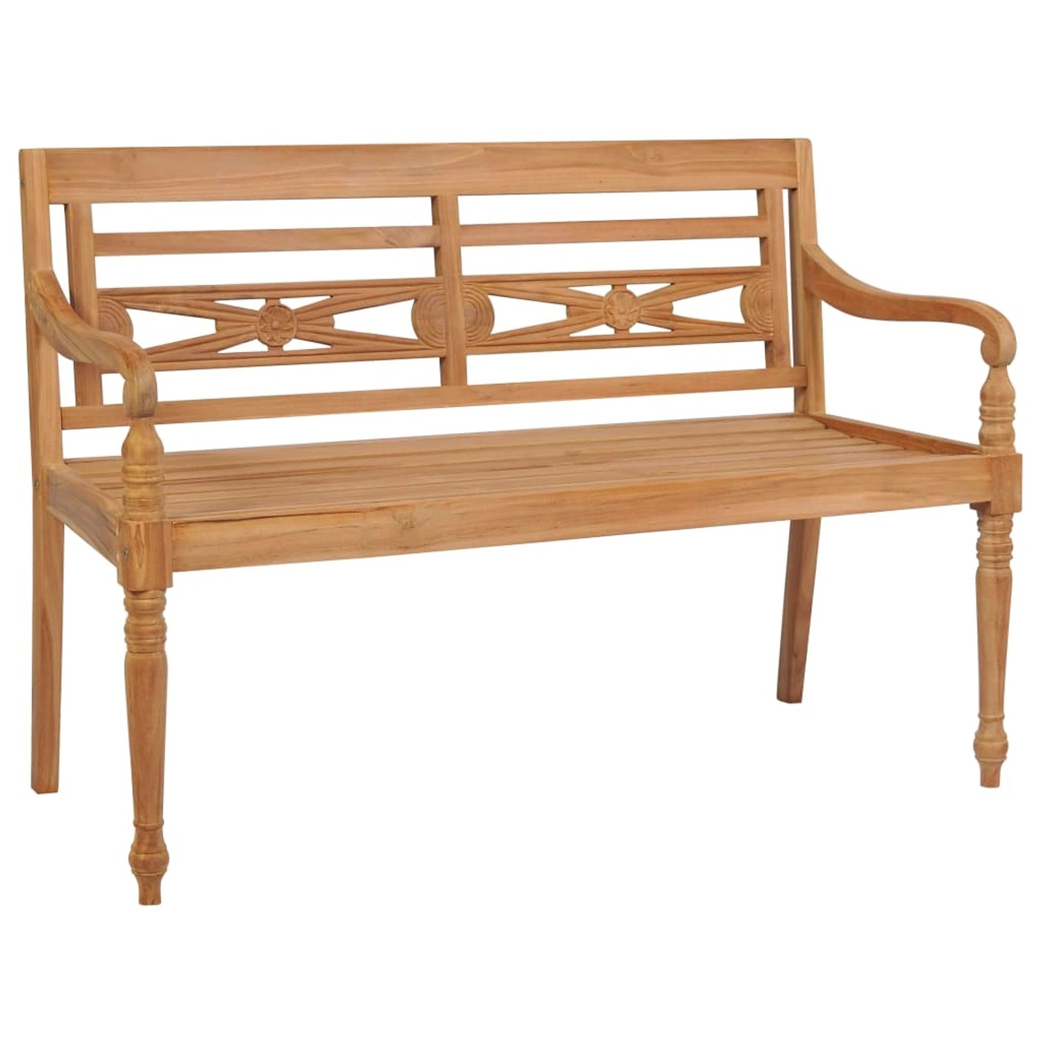 VidaXL Batavia-Gartenbank 120 cm Teak Massivholz mit Blauem Kissen günstig online kaufen