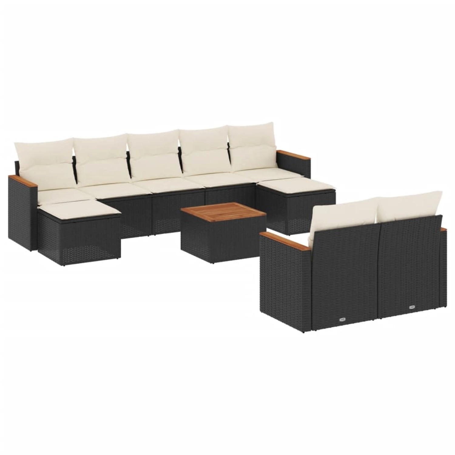 vidaXL 10-Tlg Garten-Sofagarnitur mit Kissen Schwarz Poly Rattan 3226406 günstig online kaufen